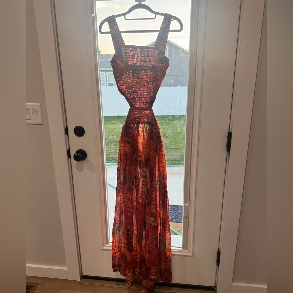 Anthropologie Red Backless Maxi Dress! Brand new with tags size medium🌴